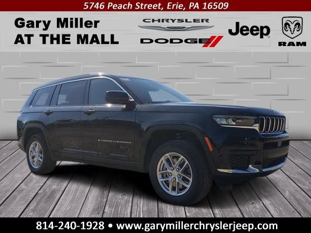 2026 Jeep Grand Cherokee GRAND CHEROKEE L LAREDO X 4X4 in Diamond Black Crystal Pearl-Coat Exterior Paint — front three-quarter view