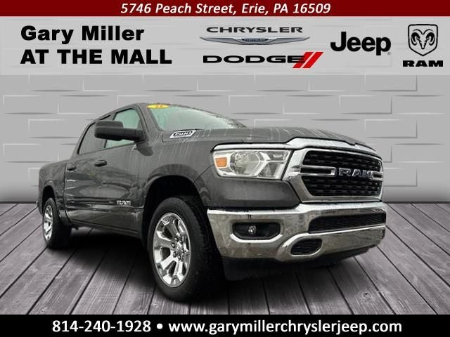 2022 RAM 1500 Big Horn Crew Cab 4x4 5'7' Box in Granite Crystal Metallic Clearcoat — front three-quarter view