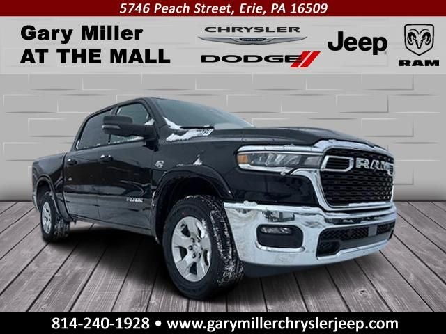 2026 RAM Ram 1500 RAM 1500 BIG HORN CREW CAB 4X4 5'7' BOX in Diamond Black Crystal Pearl-Coat Exterior Paint — front three-quarter view