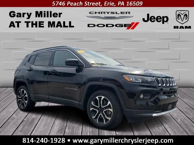 2023 Jeep Compass Limited 4x4 in Diamond Black Crystal Pearlcoat — front three-quarter view