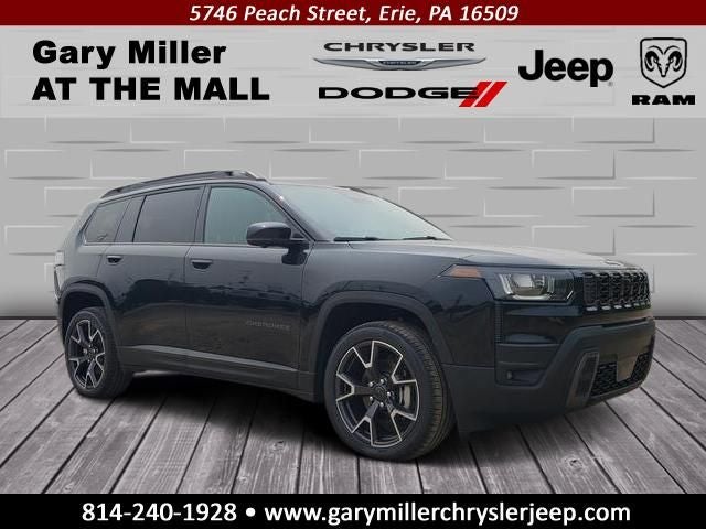 2026 Jeep Cherokee CHEROKEE OVERLAND 4X4 in Diamond Black Crystal Pearl-Coat Exterior Paint — front three-quarter view