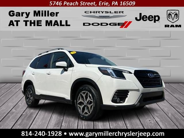 2022 Subaru Forester Premium in Crystal White Pearl — front three-quarter view