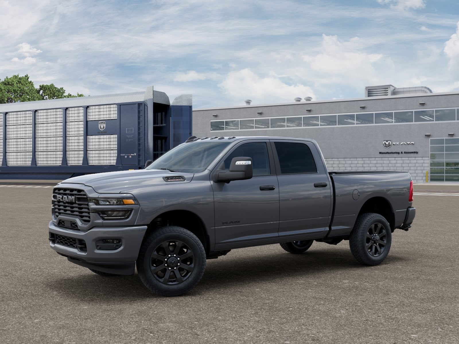 2026 RAM Ram 3500 RAM 3500 BIG HORN CREW CAB 4X4 6'4' BOX in Ceramic Gray Clear-Coat Exterior Paint — front three-quarter view