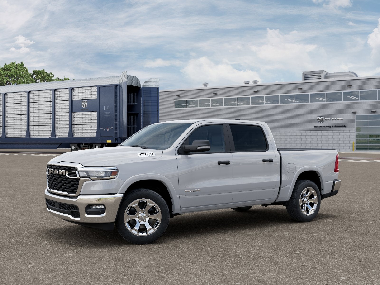 2026 RAM Ram 1500 RAM 1500 BIG HORN CREW CAB 4X4 5'7' BOX in Bright White Clear-Coat Exterior Paint — front three-quarter view