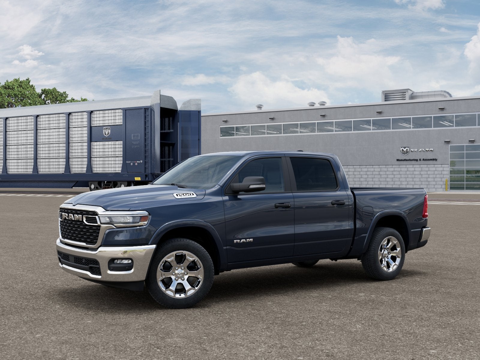 2026 RAM Ram 1500 RAM 1500 BIG HORN CREW CAB 4X4 5'7' BOX in Forged Blue Metallic Exterior Paint — front three-quarter view